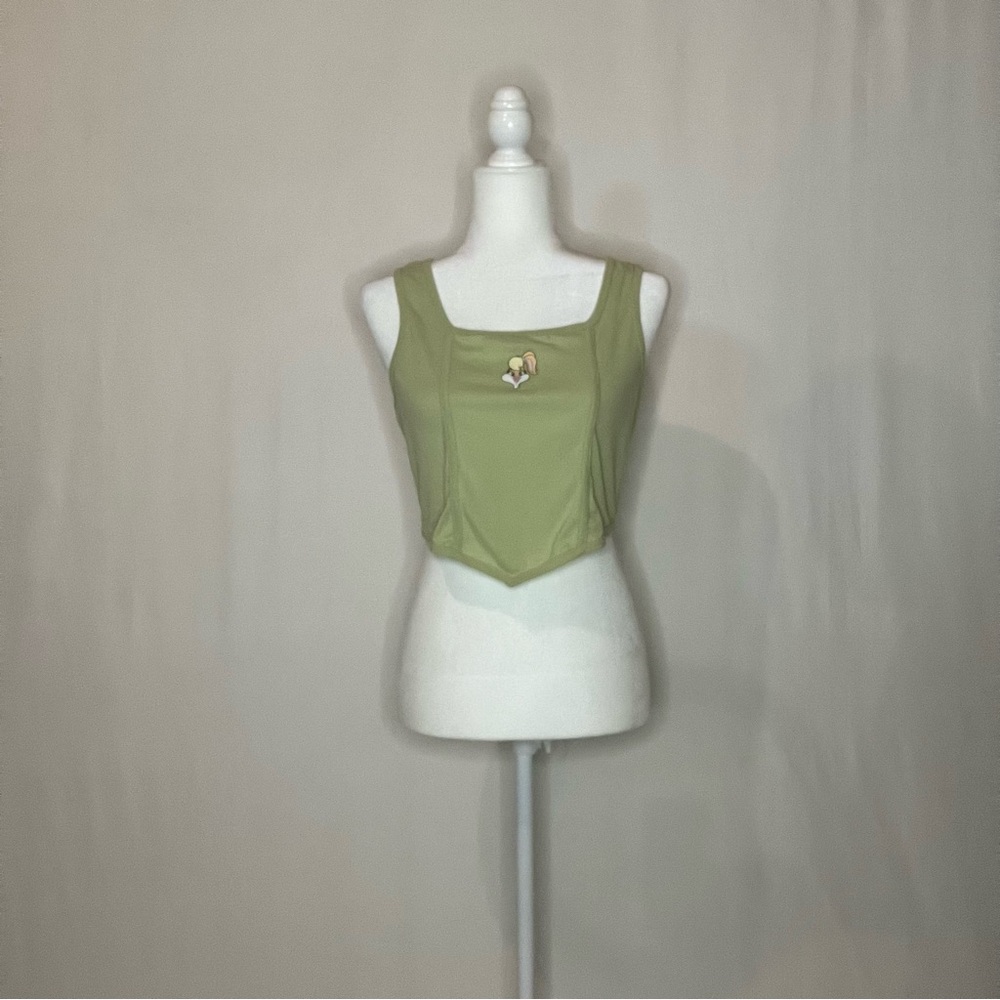 Looney Tunes Olive Green Sleeveless Top Lola Bunny Stretchy Corset Tank Sz XL